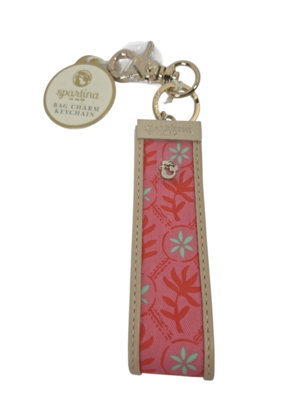 Spartina 449 Grab N Go Keychain Bag Charm Queenie Quilted Floral NEW